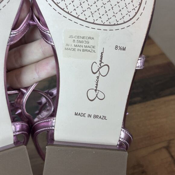 Jessica Simpson Cenedra Studded Strappy Gladiator Sandals Size 8.5 Pink Metallic - Picture 7 of 7